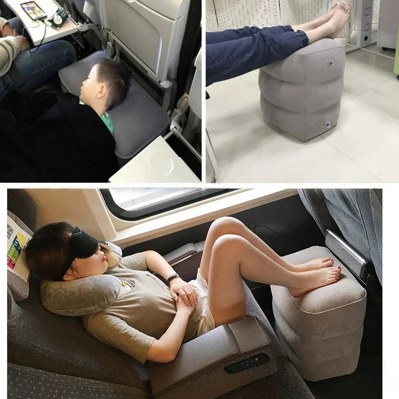 Inflatable Airplane Footrest Pillow