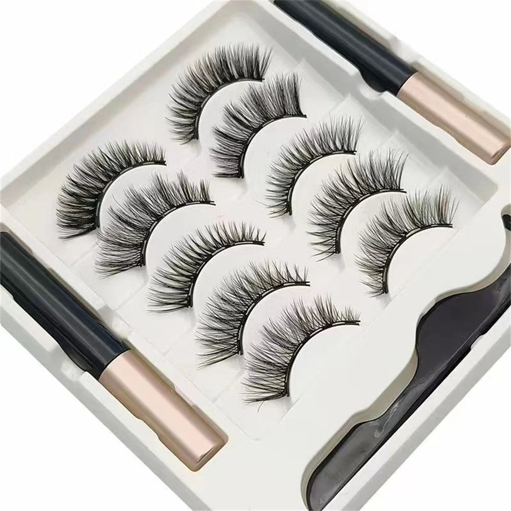 Magnetic Eyelashes & Eyeliner Kit (5 Pairs)