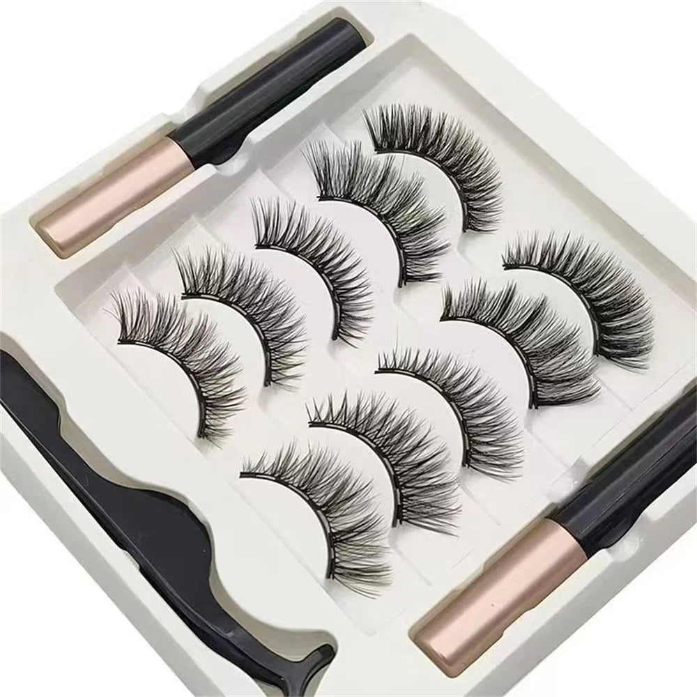 Magnetic Eyelashes & Eyeliner Kit (5 Pairs)
