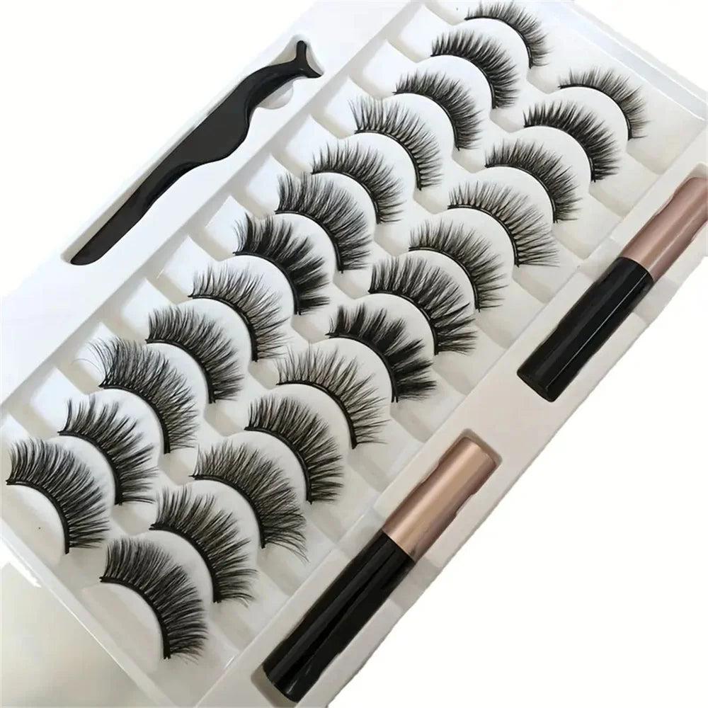 Magnetic Lashes & Eyeliner Set (12 Pairs)