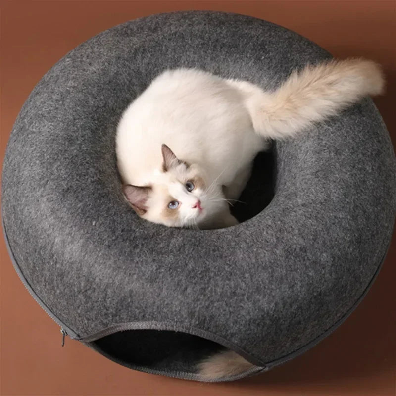 2-in-1 Felt Cat Bed & Tunnel