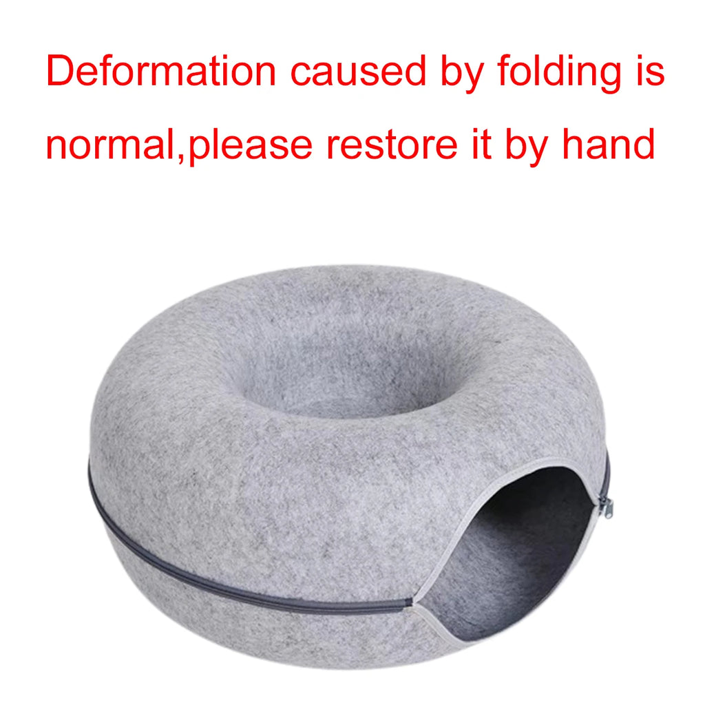 2-in-1 Felt Cat Bed & Tunnel