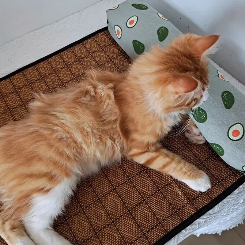 Natural Rattan Pet Cooling Bed