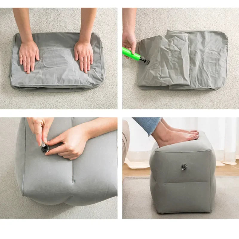 Inflatable Airplane Footrest Pillow