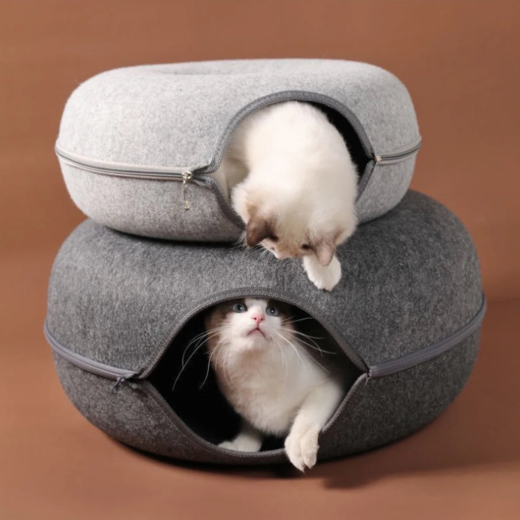 2-in-1 Felt Cat Bed & Tunnel