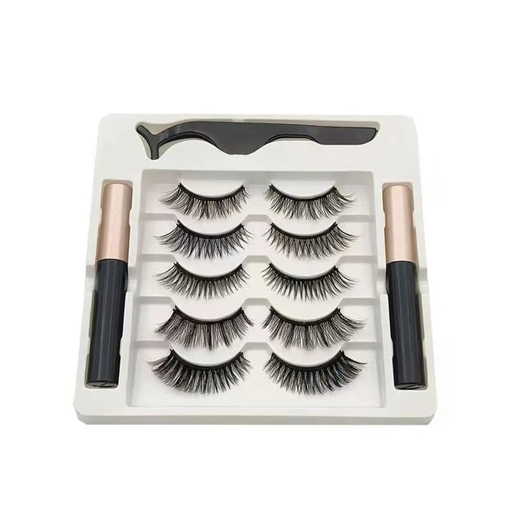 Magnetic Eyelashes & Eyeliner Kit (5 Pairs)