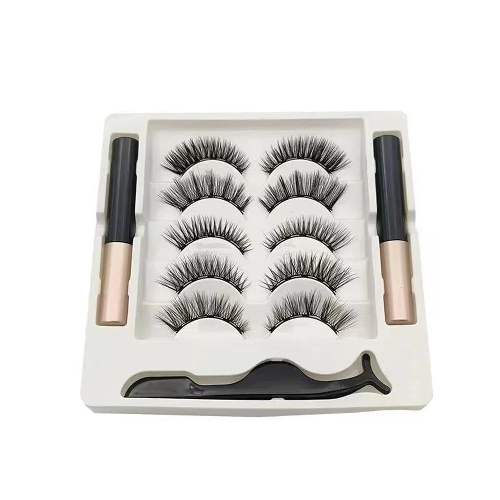 Magnetic Eyelashes & Eyeliner Kit (5 Pairs)