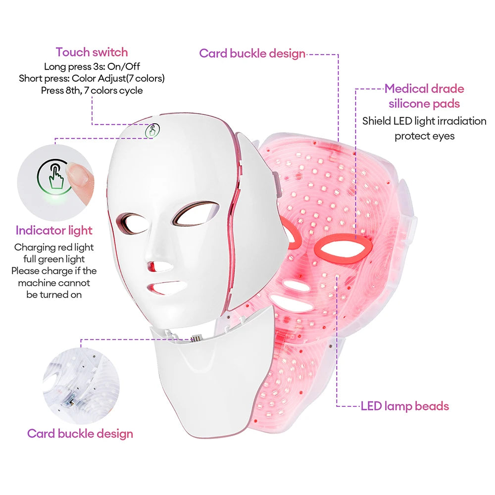 7-Color LED Light Therapy Face Mask