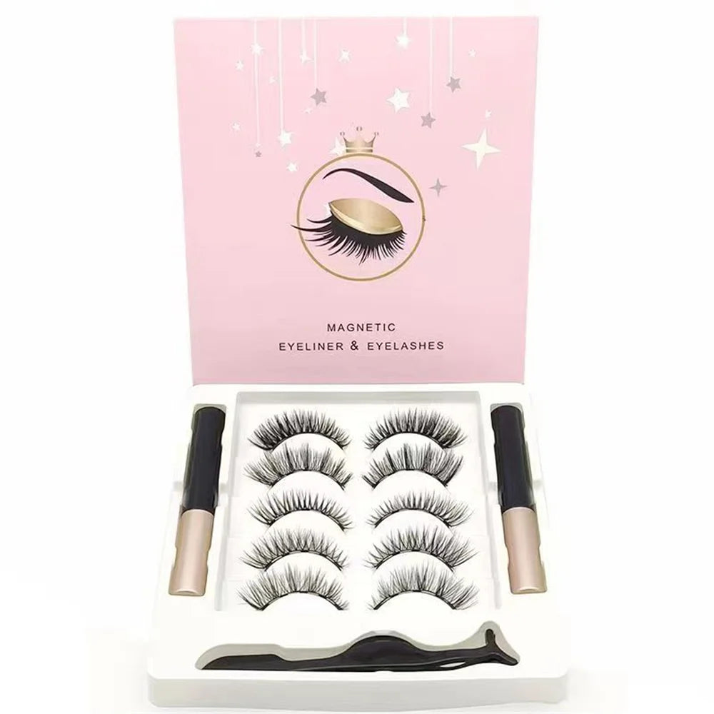 Magnetic Eyelashes & Eyeliner Kit (5 Pairs)