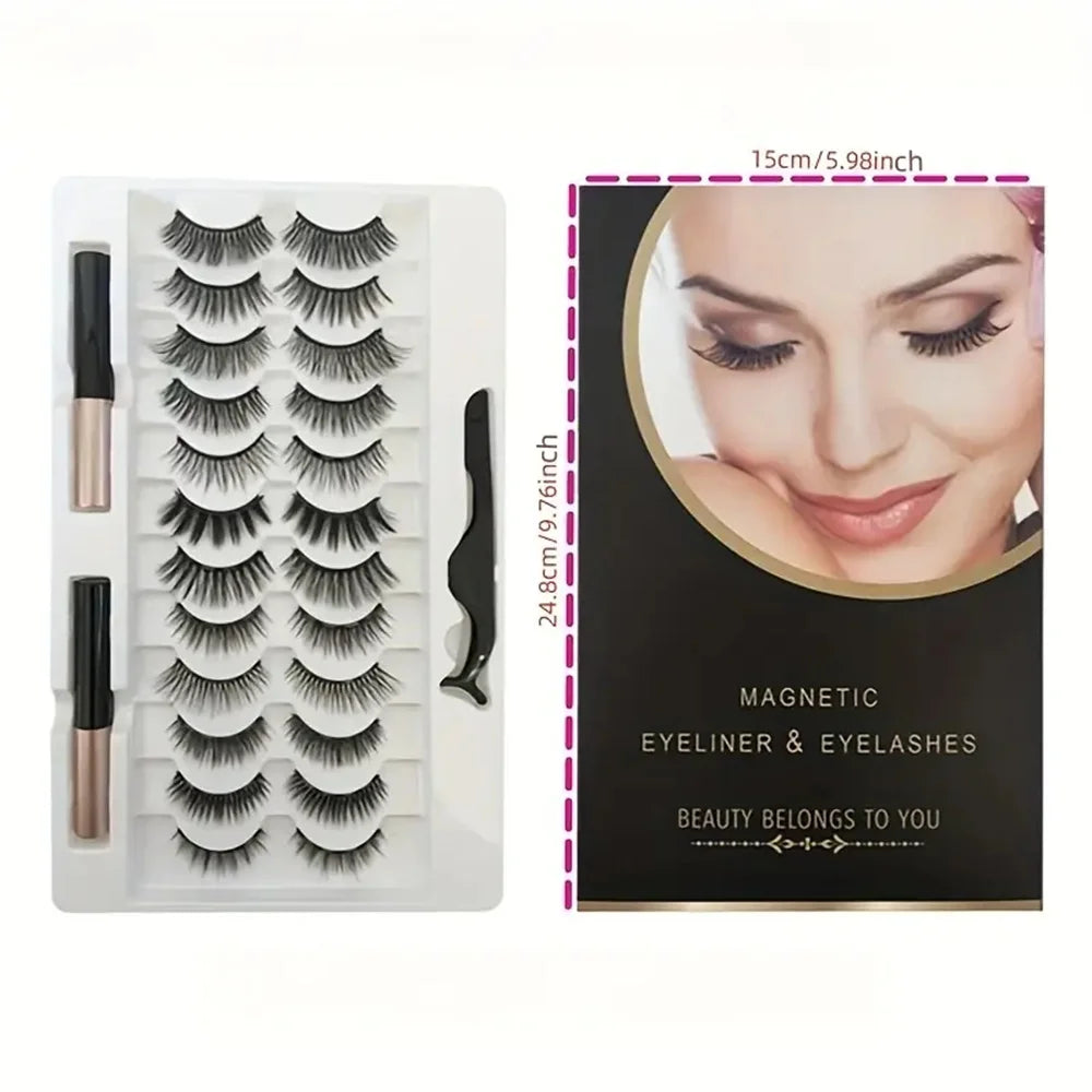 Magnetic Lashes & Eyeliner Set (12 Pairs)