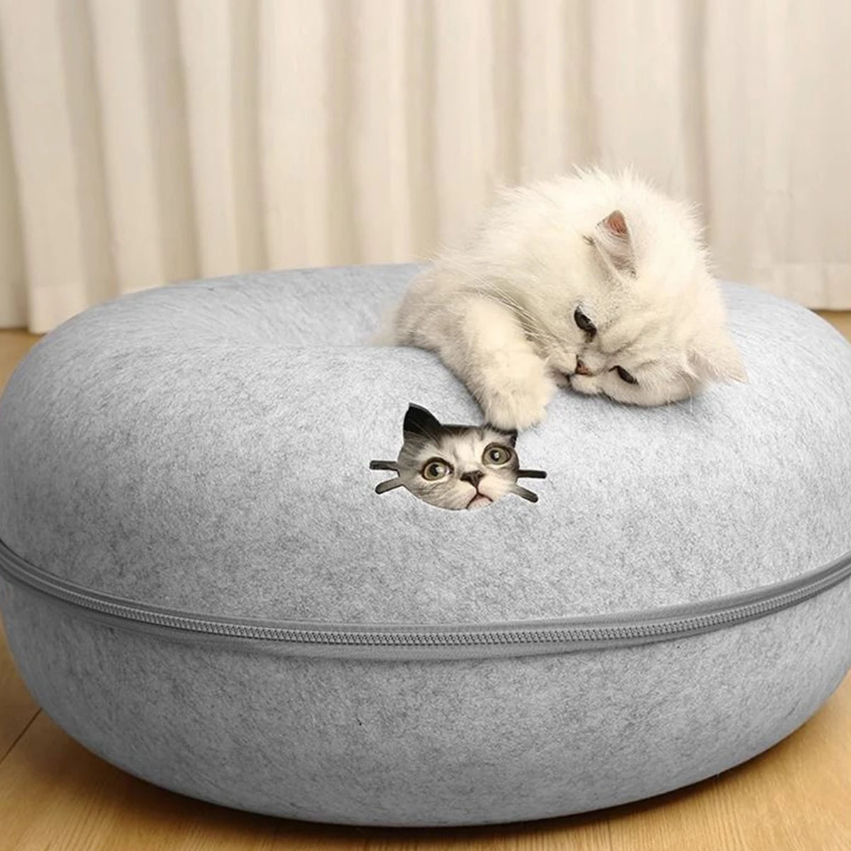 2-in-1 Felt Cat Bed & Tunnel